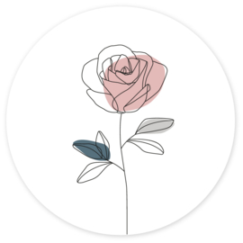 Muurcirkel lijntekening roos, 25 cm