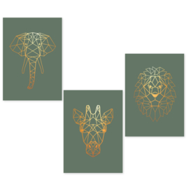 Set A5 kaarten met geometrische dieren