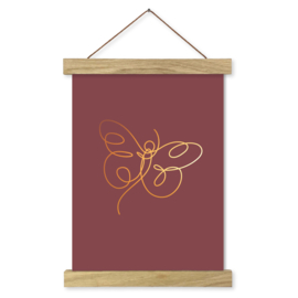 Textielposter lijntekening vlinder