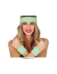 Neon groen haarband met zweetbandjes