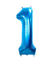 Folieballon cijfer 1 blauw