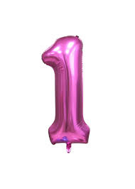 Folieballon cijfer 1 roze