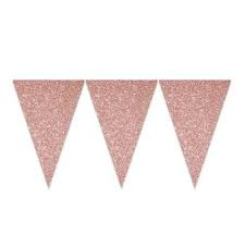 Vlaggenlijn glitter rose goud 6 mtr