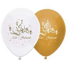 ballonnen eid mubarak goud wit