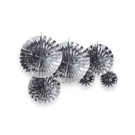 set 6 waaiers folie zilver