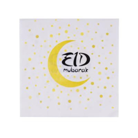 Servetten Eid Mubarak 20 stuks goud wit