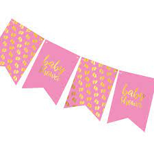 Babyshower vlaggenlijn roze