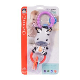 Witte zebra rammelaar met ringen