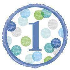 Folieballon rond 1 blauw