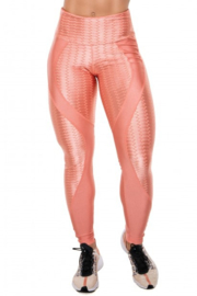 Peach legging in gestructureerde en geplatineerde stof Roze