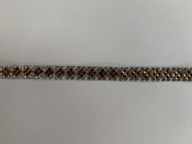 Frans opstrijkbaar strassband goud met wit strass  per meter (11mm)
