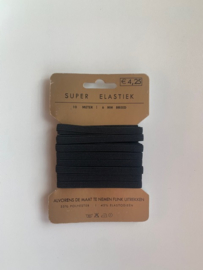 Kaart 6mm plat elastiek zwart per kaart
