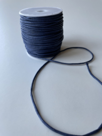 Imitatie leren donkerblauw wax koord per meter (2,5mm)