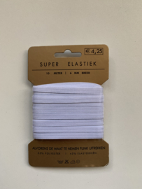 Kaart 6mm plat elastiek wit per kaart