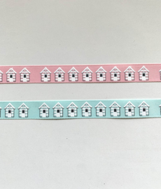 Lint vintage strandhuisjes per meter (15mm)