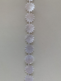 Satijn bloemetjes band wit per meter (20mm)