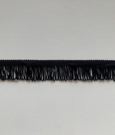 Satijnen franje zwart per meter (40mm)