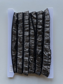 Rouche elastiek zwart met zilver lurex per meter (24mm)