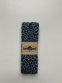 Oaki Doki Jersey Biasband luipaard oudblauw per bosje 3 meter (20mm)