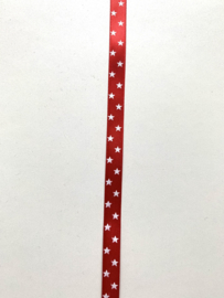 Satijn lint sterren rood per meter (10mm)