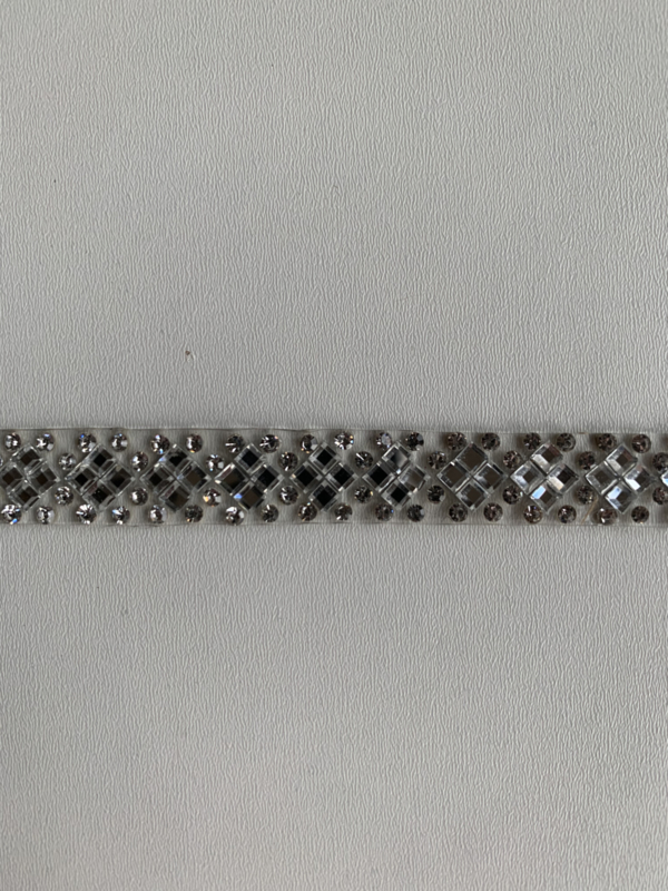 blok Reis Religieus Frans opstrijkbaar strassband zilver met wit strass per meter (11mm) | -  Opstrijkbaar band | Dell'avo fournituren