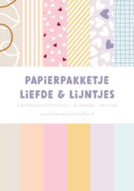 Papierpakketje | Liefde & Lijntjes | A5 formaat | 6 stuks