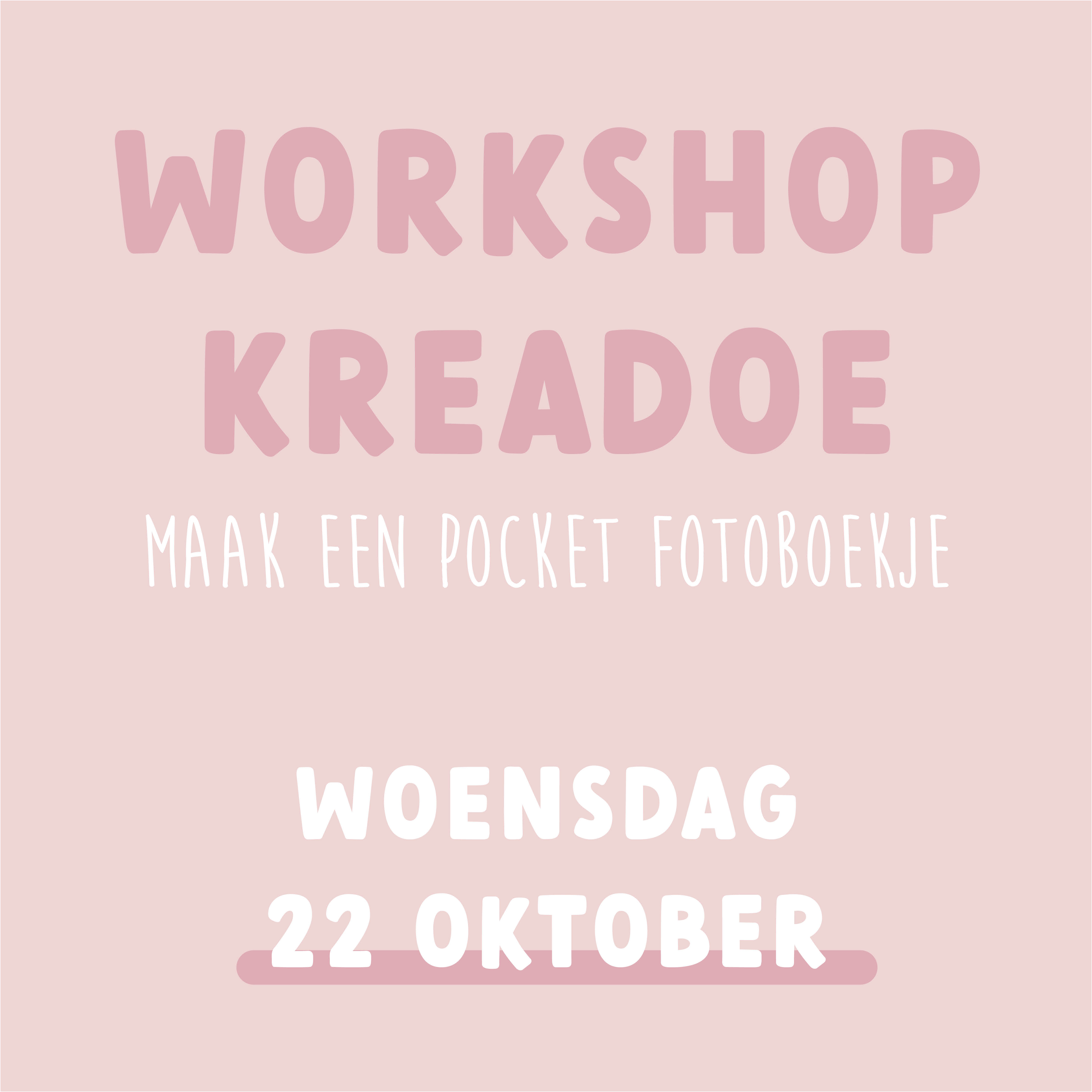 Workshop KreaDoe - pocket fotoboekje - woensdag 22 okt