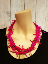 zijden ketting rood/roze