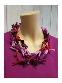 viscose ketting knoopjes paars/fuchsia