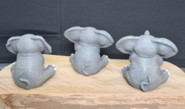 Drie Wijze Baby Olifanten - Horen, Zien & Zwijgen - Beeldjes 8 cm