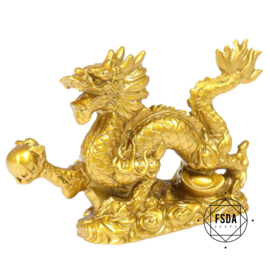 Feng Shui Hemelse Keizer Draak met Gouden Bol - Goud