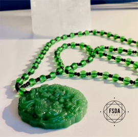 Feng Shui ketting van Jade Groene steen voor Geluk - Feniks en Draak