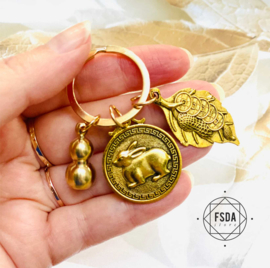 Feng Shui Amulet voor Bescherming - Konijn en Wu Lou