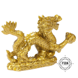 Feng Shui Hemelse Keizer Draak met Gouden Bol - Goud