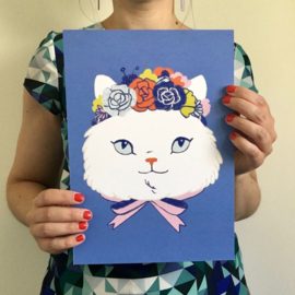 print flower crown cat