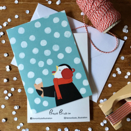 Christmas card ice ice penguin