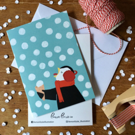 carte de Noël pliée ice ice penguin