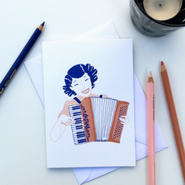 greeting card accordion girl