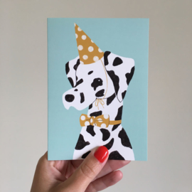 greeting card party hat pooch