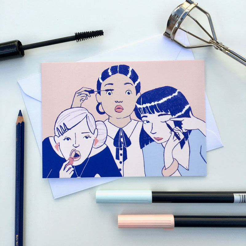 greeting card making makeup faces