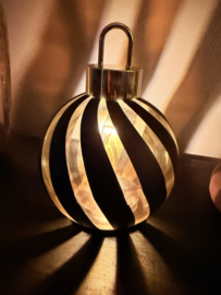 Kerstbal + led  zwart/goud