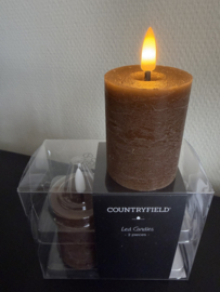 Set  (2 ) led kaarsjes bruin countryfield