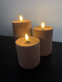 Velvet pillar stompkaars  assorti