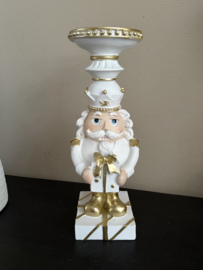 Candleholder Nutcracker White /gold