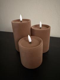 Velvet pillar stompkaars  assorti