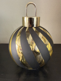 Kerstbal + led  zwart/goud