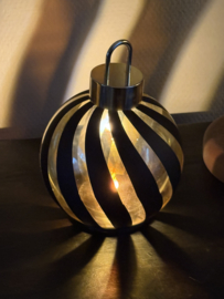 Kerstbal + led  zwart/goud