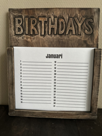 Verjaardags kalender hout