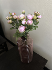 Vaas  glas geriffeld roze 31 cm