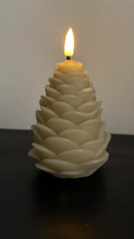 Led kaars dennenkegel beige
